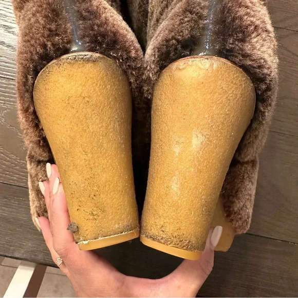 Tory Burch Brown Shearling Wedge Boots - Picture 11 of 13